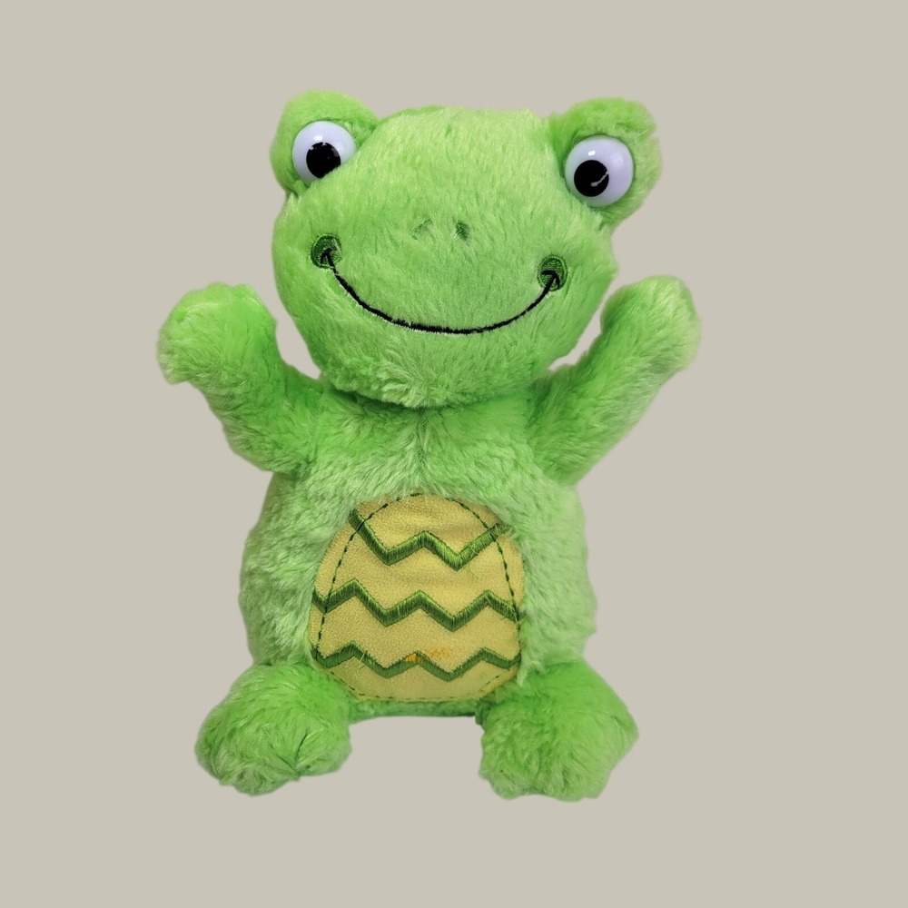 Vtg Dan Dee Frog Plush Stuffed Animal Googly Eyes Collector's Green Yellow Toy